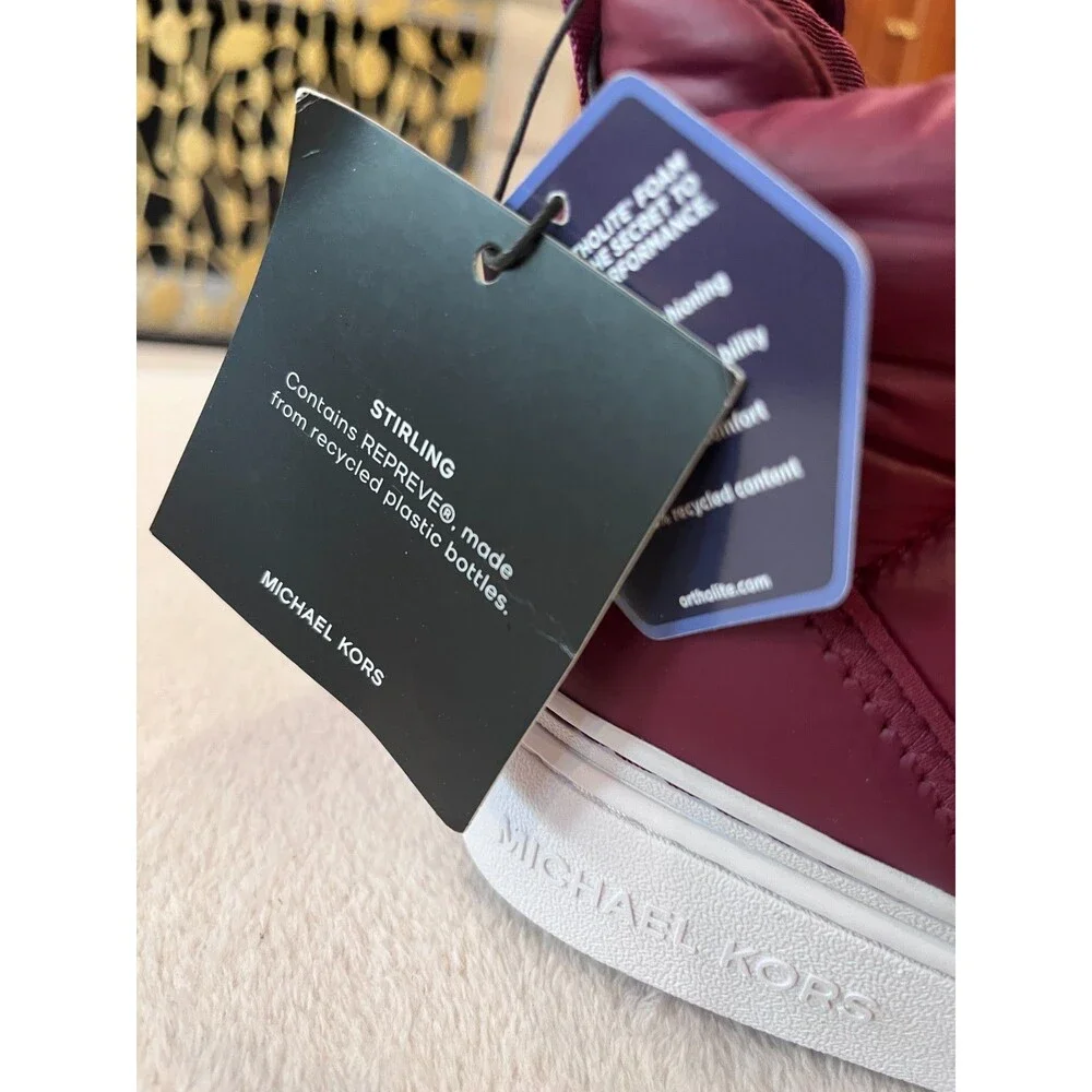Michael Kors NEW Size 10 Puffer High‑Top Sneakers Bootie Women’s Dark Berry - Picture 4 of 15
